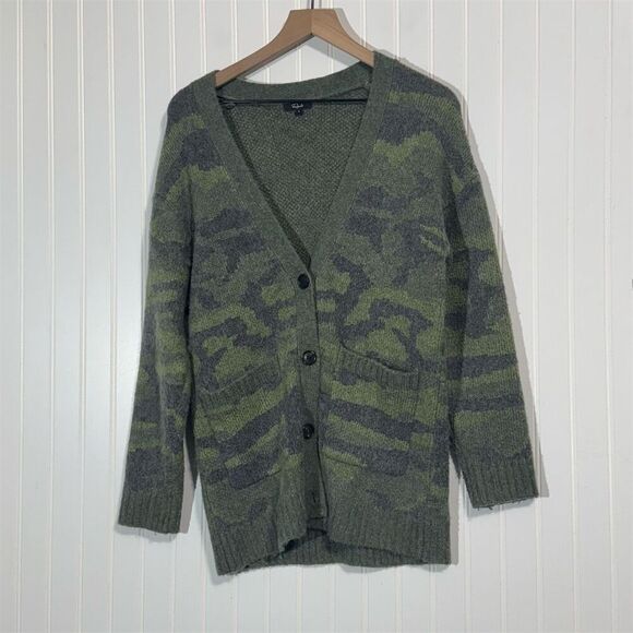 Rails Runi Green Camo Alpaca Wool Blend Cardigan Sweater Small Grunge Cozy - Picture 1 of 10